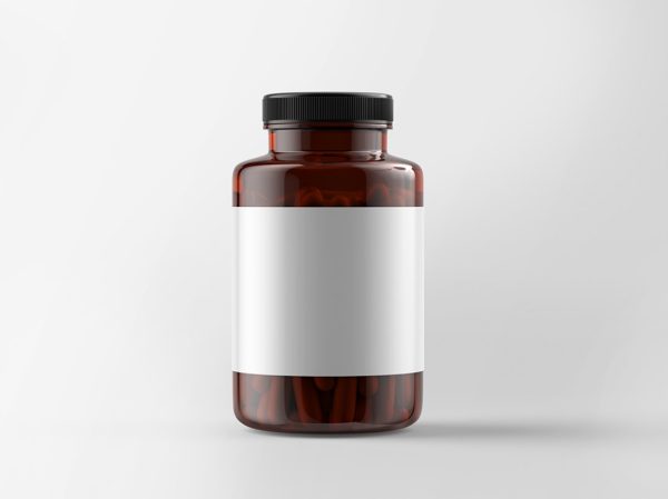 Blank Amber Pills Bottle Mockup PSD