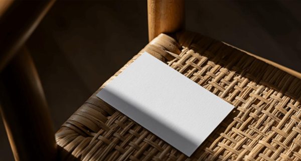 Blank Business Card on Chair Mockup