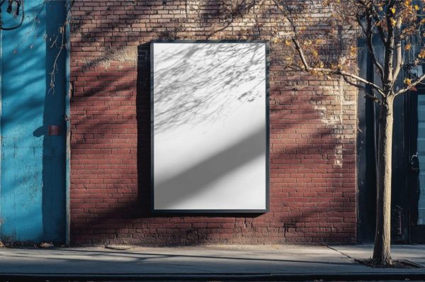 Vertical Billboard Mockup on Brick Wall - Image 2