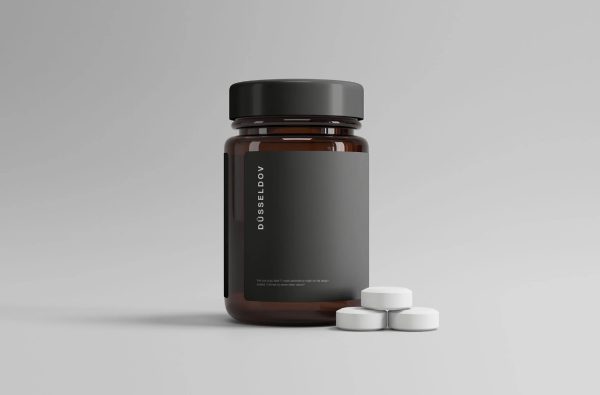 Bottle with Pills Mockup PSD