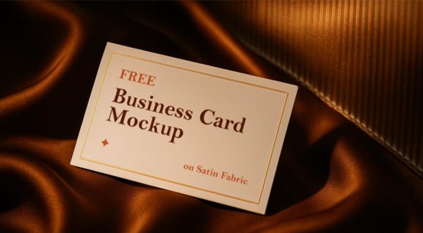 Business card on Satin Fabric Mockup