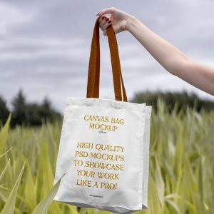 Canvas Bag iin Hand Mockup