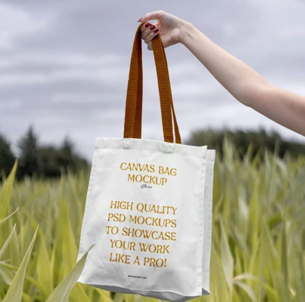 Canvas Bag iin Hand Mockup