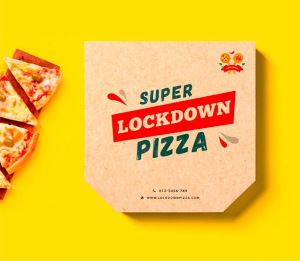 Cardboard Pizza Box Mockup