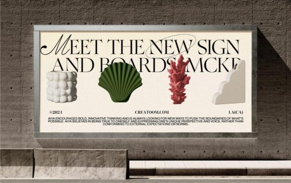 City Sidewalk Billboard Mockup