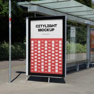 Citylight Bus Stand Mockup PSD
