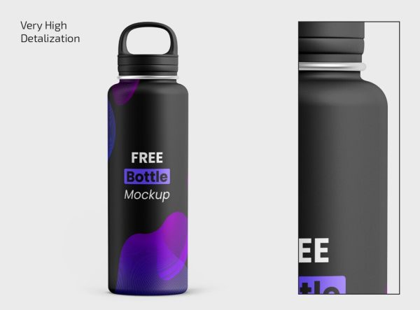 Close Up Metallic Bottle Mockup