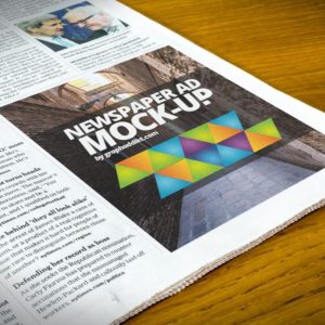 Closeup Newspaper Ad Mockup PSD