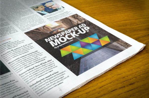 Closeup Newspaper Ad Mockup PSD