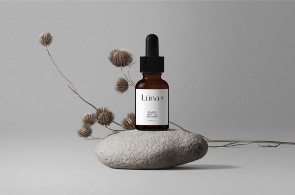 Dropper Bottle on Stone Mockup