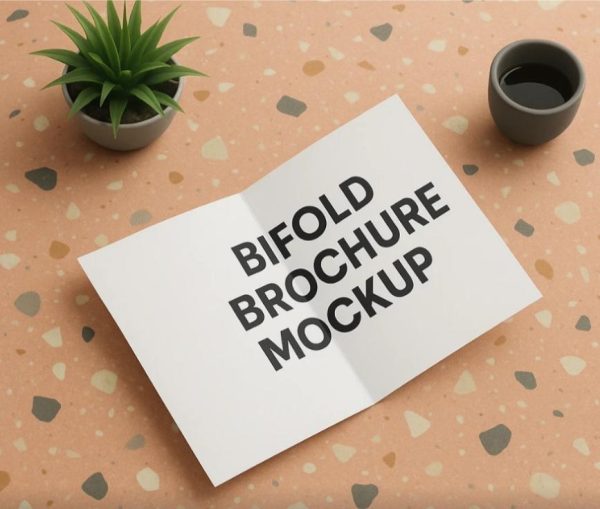Editable Open Bifold Brochure Mockup