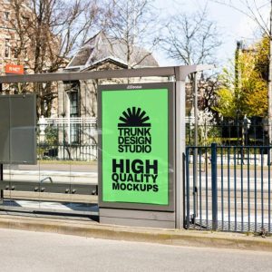 Free Bus Shelter Mockup PSd
