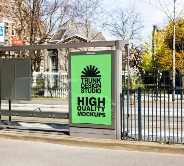 Free Bus Shelter Mockup PSd