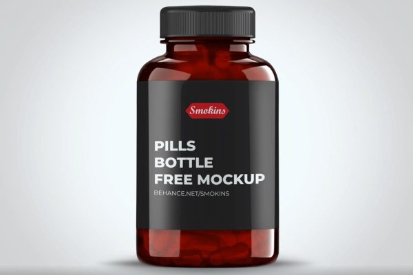 Free Pills Bottle Label Mockup