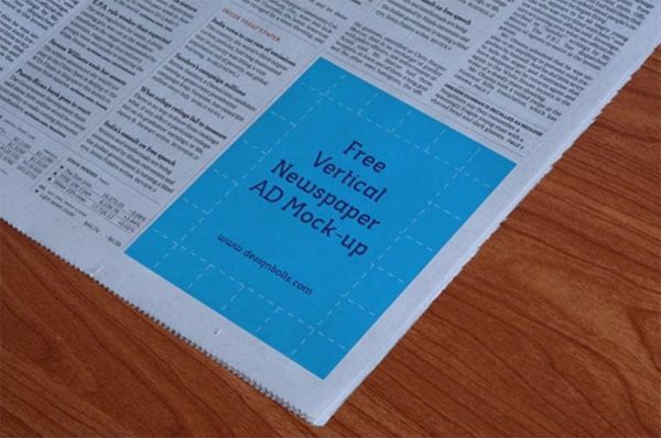 Free Vertical Newspaper Ad Mockup