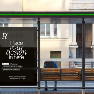 Front View Bus Stop Mockup