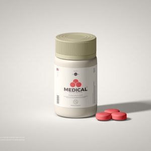 Front View Pills Bottle Packaging Mockup