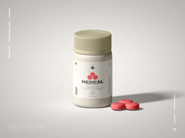Front View Pills Bottle Packaging Mockup