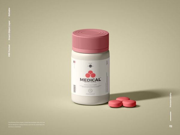 Fully Editable Pills Mockup from Front View