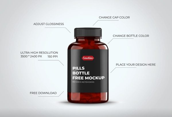 Fully Editable Pills Mockup PSD