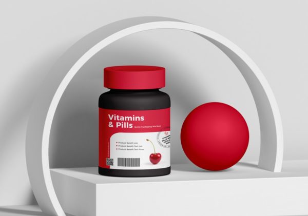 Fully Editable Vitamin Bottle Mockup