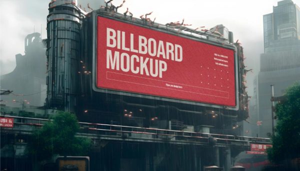 Futuristic Billboard Mockup PSD