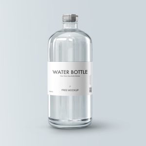 Glass Water Bottle Label Mockup