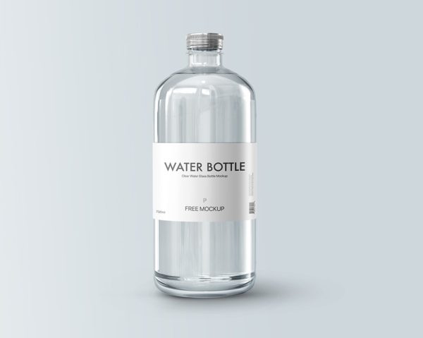 Glass Water Bottle Label Mockup
