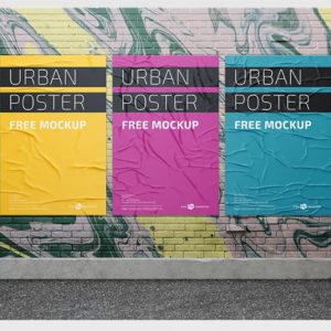 Glued Urban Poster Mockup PSD