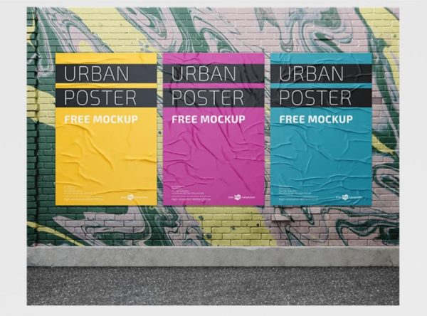 Glued Urban Poster Mockup PSD