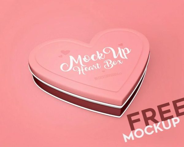 Heart Shape Chocolate Box Mockup