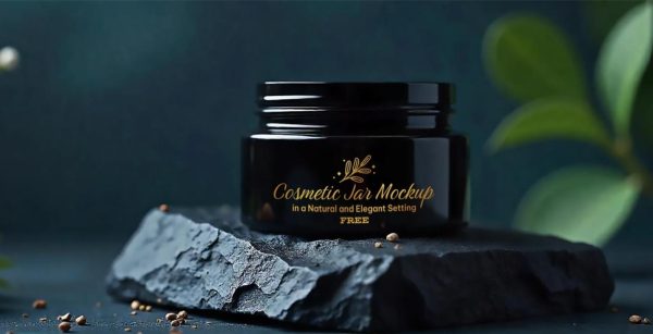 Cosmetics Jar on Stone Mockup PSD - Image 3