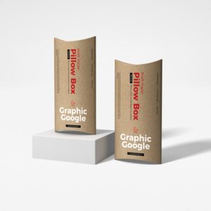 Kraft Pillow Box Mockup PSD