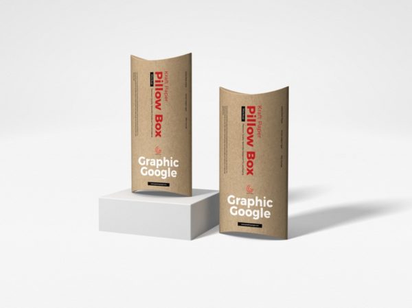 Kraft Pillow Box Mockup PSD