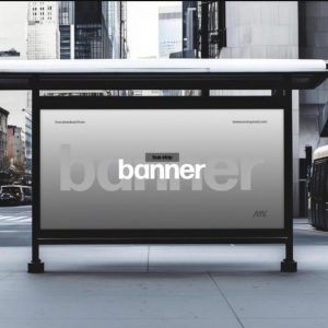 Large Bus Stop Banner Mockup