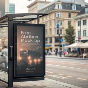 Large Bus Stop Mockup PSD