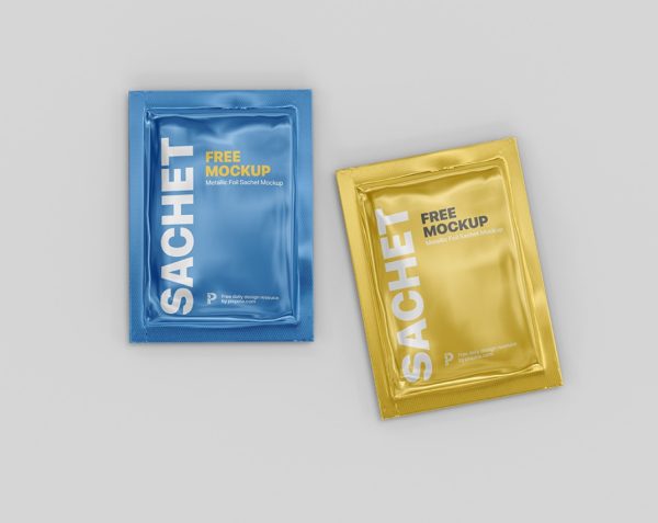 Metallic Sachet Mockup PSD