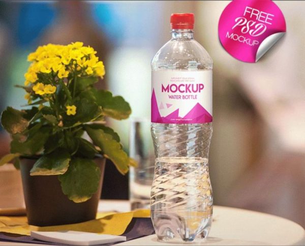 Minimal Plastic Water Bottle Mockup