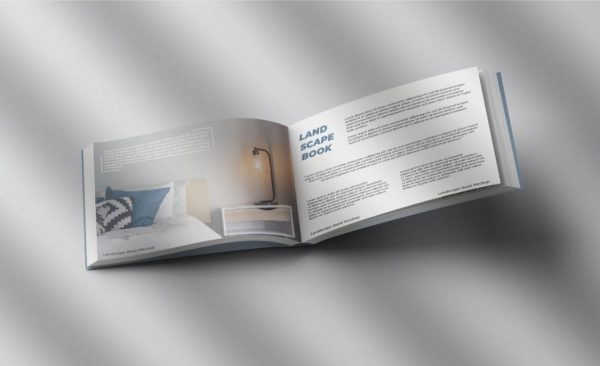 Open Landscape Book Mockup Download