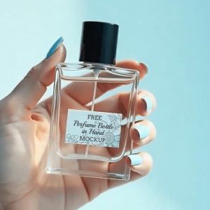 Perfume in hand Mockup