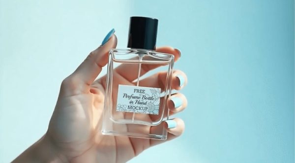 Perfume in hand Mockup