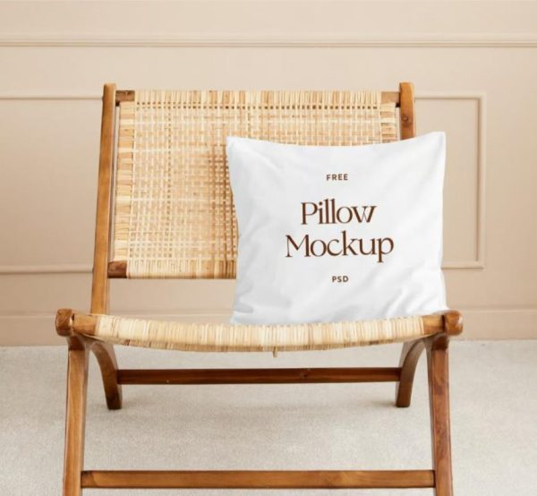 Pillow on Chair Mockup PSD