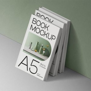 Realistic A5 Book Cover Mockup