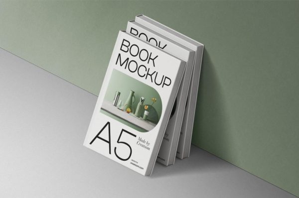 Realistic A5 Book Cover Mockup