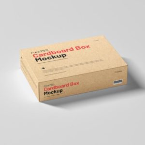 Realistic Cardboard Box Mockup