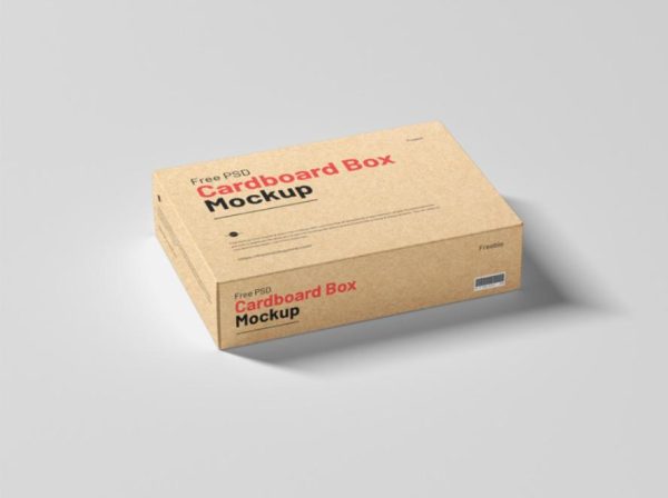 Realistic Cardboard Box Mockup