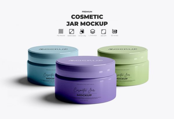 Realistic Cosmetic Jar Mockup Template