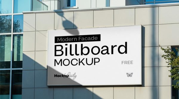 Realistic Facade Billboard Mockup