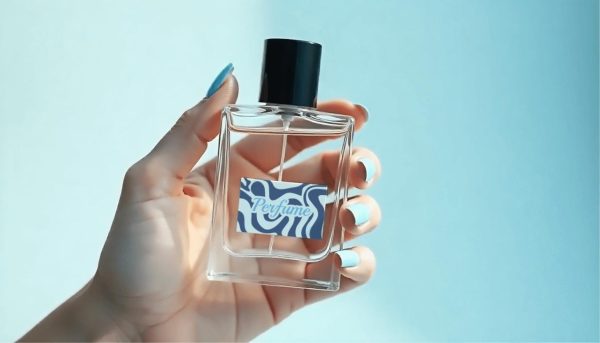 Realistic Perfume in Hand Mockup