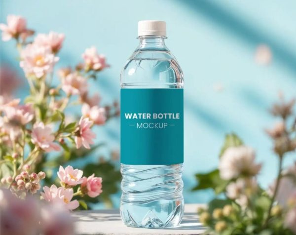 Realistic Plastic Bottle Label Mockup